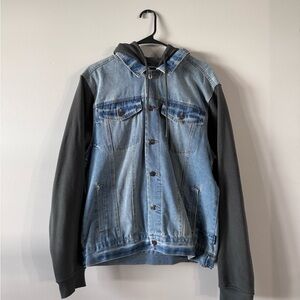 Denim Jacket with gray sleeves